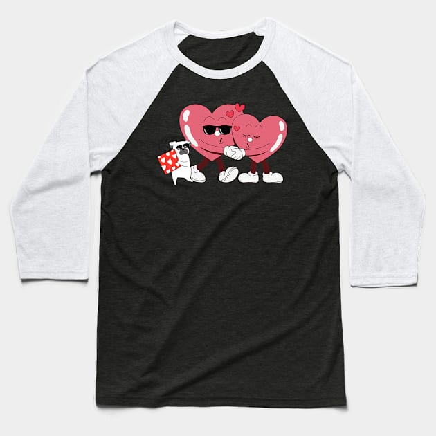 Cute happy Valentine_s Day with funny dog 2024 Baseball T-Shirt by Neldy